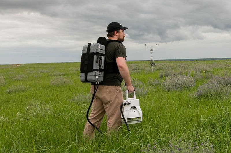 LI-7820 in a harness backpack