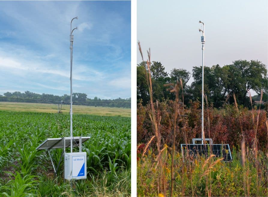 Application photos of the Water Node and the Carbon Node in the field.