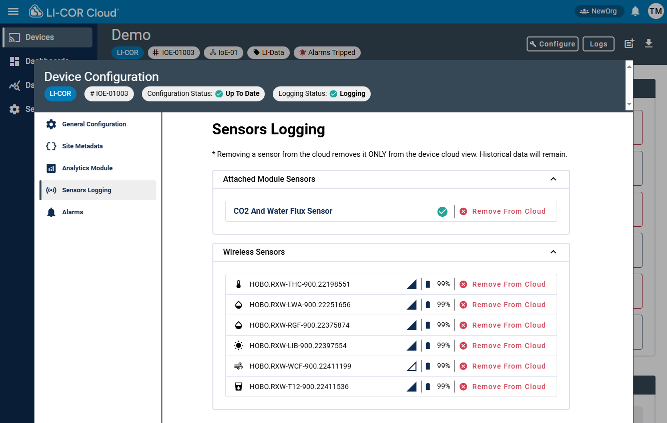 sensors logging